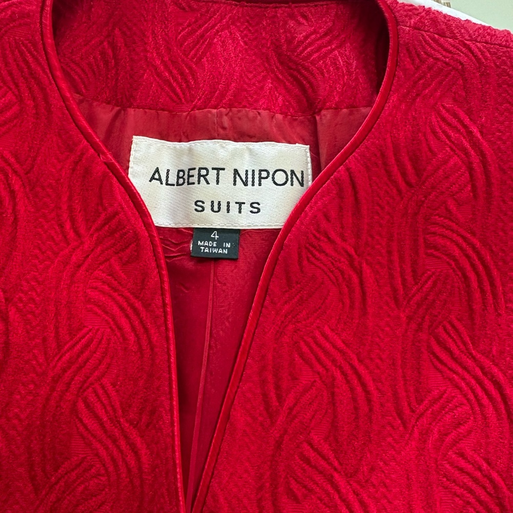 Albert Nipon Textured Red Blazer and skirt